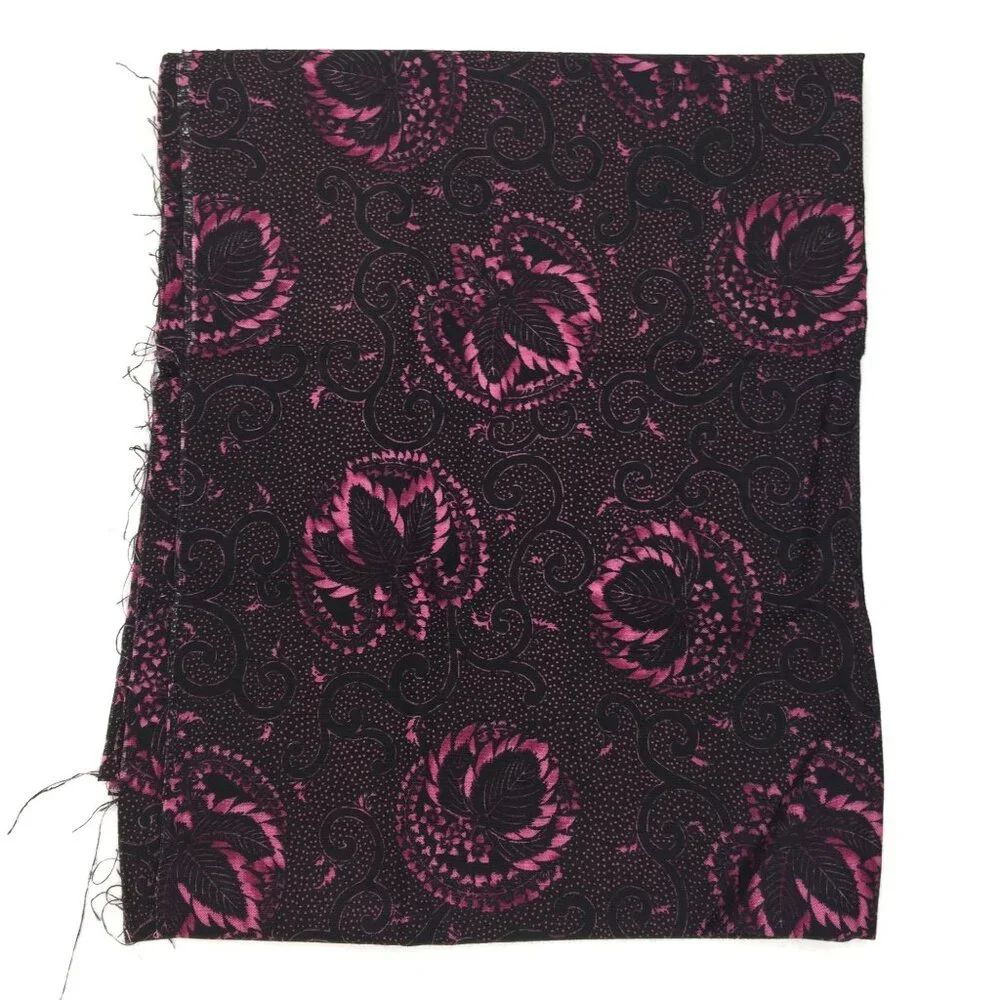 1/2 Yard Yd Stencil Collection Quilting Fabric Floral Jewel Tone Pink Black